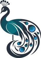 Stylish peacock logo design featuring a blue and black color scheme vector