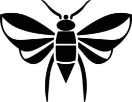 A simple, elegant black and white logo design featuring a stylized bee with geometric wings vector