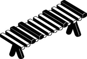 Simple black and white illustration of a wooden bench with a minimalist design, perfect for use in website design, app icons, or branding projects vector