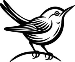 A simple, stylish black and white illustration of a bird perched on a branch, ideal for tattoo design, branding, or nature themed projects vector