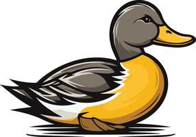 A cartoon duck with a cheerful expression, perfect for branding, children's products, and educational materials vector