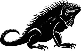 A striking silhouette of an iguana, perfect for designs requiring a bold and exotic element vector