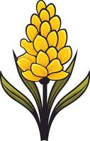 A bright, cheerful illustration of a yellow flower with green leaves, perfect for adding a touch of nature to your design projects vector