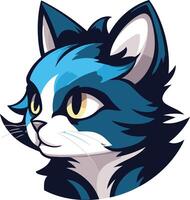 A friendly, cartoon cat with blue fur and a white muzzle looks directly at the viewer vector