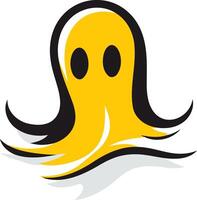 A friendly, yellow ghost with black eyes and a flowing silhouette vector
