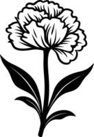 Elegant black and white silhouette of a single flower vector