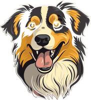 Cute cartoon illustration of a happy australian shepherd with a friendly smile vector