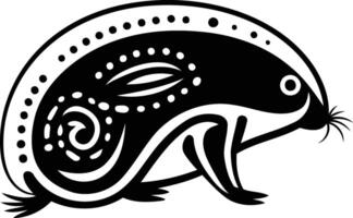 Black and white illustration of a stylized animal with intricate patterns vector