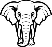 Black and white illustration of an elephant's head vector