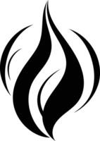 Simple black and white logo design with an abstract flame shape vector