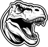 Black and white illustration of a t rex head, perfect for graphic design, tattoos, or branding projects vector