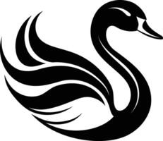 Stylized black and white swan silhouette, perfect for tattoos, branding, or design projects vector