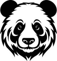 A striking black and white illustration of a panda bear's face, perfect for tattoos, apparel designs, and branding projects vector