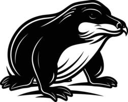 Black and white illustration of a frog in a sitting pose vector