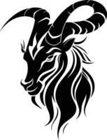Black and white tribal style tattoo design of a ram's head vector