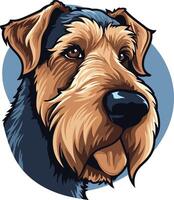A playful and expressive illustration of an airedale terrier dog vector