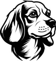 A striking black and white illustration of a beagle's head in profile, perfect for tattoo designs, branding, or pet related projects vector