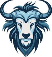 A bold and stylized blue bull head logo design, perfect for branding or mascot imagery vector