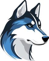 A striking blue and white husky head logo, perfect for branding or design projects that need a strong, confident, and loyal image vector