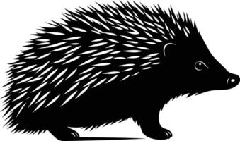 A simple yet striking black silhouette of a hedgehog, perfect for designs needing a touch of whimsy and nature vector