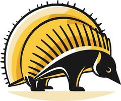 Stylized illustration of an armadillo with a yellow shell vector