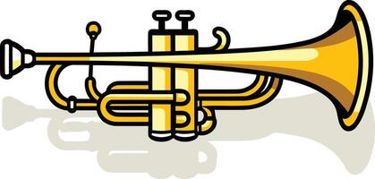 A bright, cartoon trumpet isolated on a white background, perfect for adding a musical touch to your designs vector