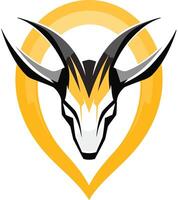 Modern, abstract logo design featuring a stylized antelope head with yellow and black accents within a yellow circular frame vector