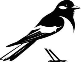 Simple black and white silhouette of a bird, perfect for logos, illustrations, or design elements vector