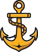 A simple, bold anchor icon in a classic yellow and black color scheme vector