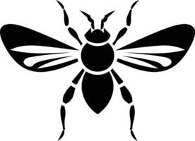 A simple, bold silhouette of a bee, perfect for branding or design vector