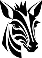 A striking black and white illustration of a zebra's head, perfect for branding, logo design, or any project needing a powerful and symbolic image vector