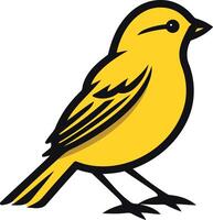 Simple yellow bird with black outline, perfect for branding, illustration, or web design vector