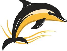 A playful, stylized dolphin leaping out of the water with a splash vector