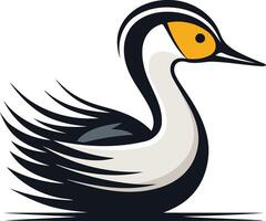 A bold and stylized illustration of a grebe, perfect for use as a logo or mascot for businesses, organizations, or teams related to nature, water, or wildlife vector