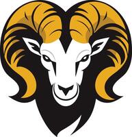A bold and powerful illustration of a ram's head, featuring striking black and gold colors vector