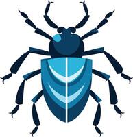 Blue and white beetle with a geometric design vector