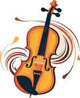 Vibrant and stylized illustration of a violin with abstract swirling elements vector