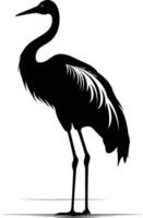 A simple yet elegant black and white silhouette of a graceful crane, perfect for adding a touch of nature to your designs vector