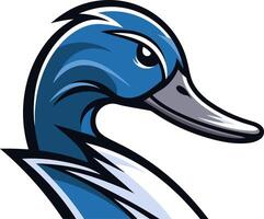 A fierce and dynamic blue duck head logo design, perfect for a sports team, brand, or business seeking a powerful and unique image vector