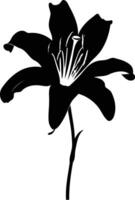 Simple black and white silhouette of a lily flower, perfect for design projects, invitations, and social media posts vector