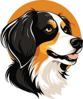 Charming illustration of a bernese mountain dog with a friendly smile, perfect for pet related designs vector