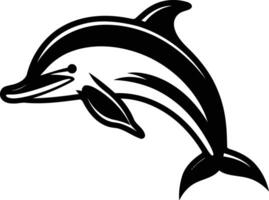 A bold black and white illustration of a leaping dolphin, perfect for logo design, branding, or marine themed projects vector