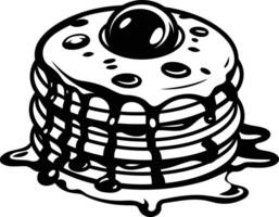 A delicious stack of pancakes with a dollop of butter, dripping with syrup vector