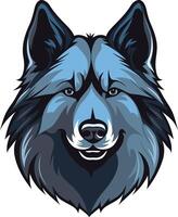 A majestic wolf head illustration with a friendly expression, perfect for logos, branding, and designs vector