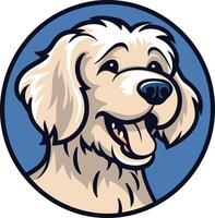 Adorable cartoon golden retriever with a happy, playful expression vector