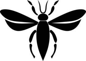 Simple, bold silhouette of a flying insect, perfect for logo design, branding, or as a graphic element vector