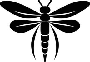Black and white silhouette of a dragonfly, perfect for logo design, branding, or nature-themed projects vector
