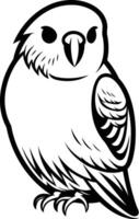 A simple, black and white illustration of a budgerigar, perfect for pet related projects, coloring pages, and educational resources vector