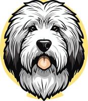 A friendly, cartoon style illustration of a bearded collie dog with a playful expression vector