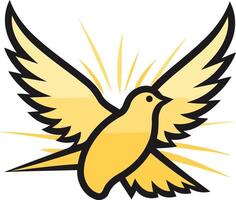 A stylized dove with outstretched wings, bathed in a radiant light, symbolizing peace, hope, and new beginnings vector